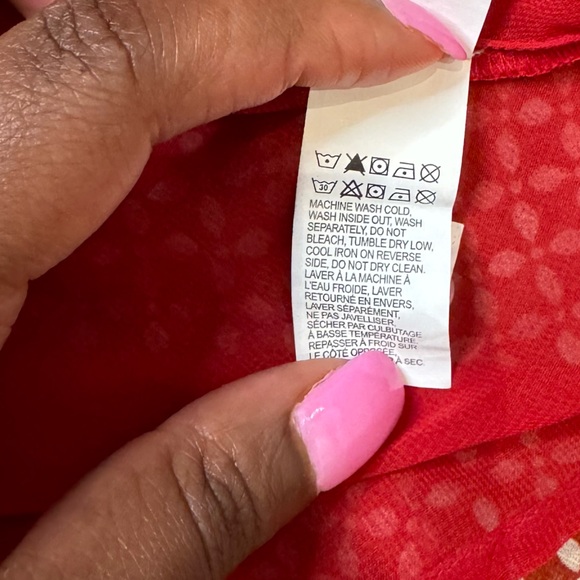 Lucky Brand Reddish-Orange Scoop Neck 3/4 Sleeve Blouse - size m - Picture 4 of 6